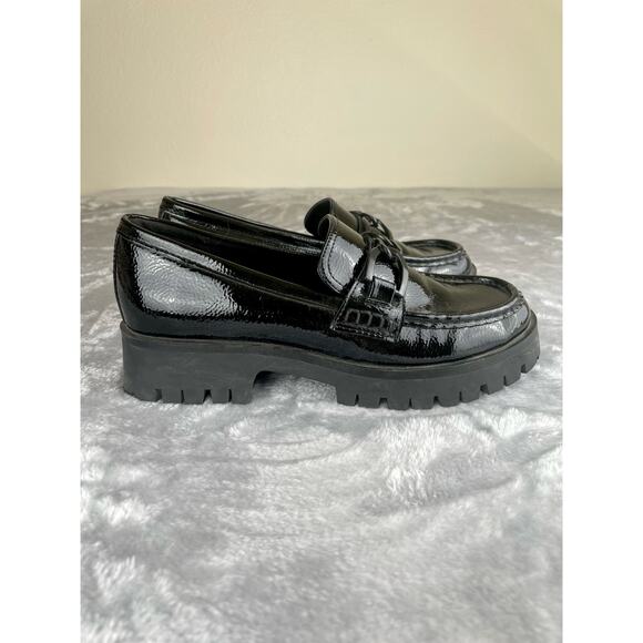Y2K 90s Womens Loafers Sz 7.5 Chunky Whimsigoth Patent Witchy Platform Cosplay - Picture 1 of 10